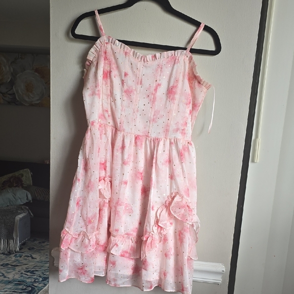 Pink Ruffled Kids Dress - Picture 2 of 5